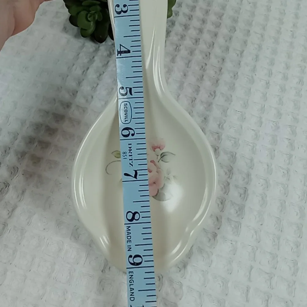 Pfaltzgraff White Stoneware Spoon Rest Tea Rose Pattern Pink Floral